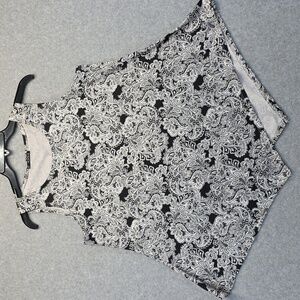Black and White Sleeveless Floral Tank Top